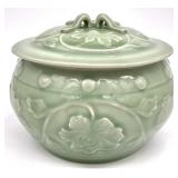 Vintage Chinese Porcelain Celadon Lidded Pot