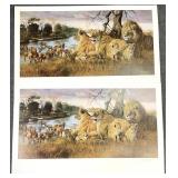 2pc Gary Swanson S/N African Wildlife Art Prints