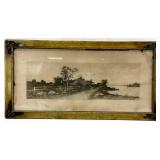 Antique 1898 Ernest C Rost Farmhouse Etching