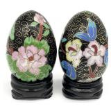 Pair Chinese Cloisonne Eggs