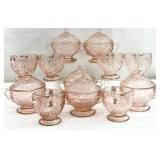 12pc Vintage Pink Glass Creamer & Sugar Dishes