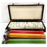 Vtg Mahjong Set w/ Catalin Tiles, Bakelite Trays