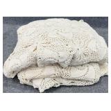 Pair Antique Vintage Handmade Crochet Coverlets