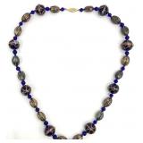 Cobalt Blue Venetian Glass Beaded Necklace