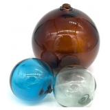 3pc Vintage Glass Fishing Floats / Orbs