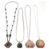 4 Sterling Silver Necklaces / Pendants Group