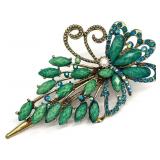 Large Vintage Rhinestone Coat Clip / Hair Clip