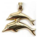14K Gold Jumping Dolphins Pendant