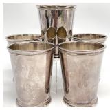 5 Silver Plate Mint Julep Cups, 'H' Monogram