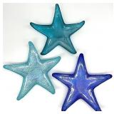 3 Starfish Glass Plates