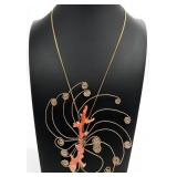 Gold Wire Wrapped Coral Branch Pendant