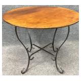 Round Antique Table w/ Metal Base
