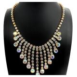 Aurora Borealis Rhinestone Waterfall Necklace
