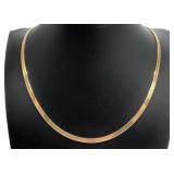 Signed Italian 14K Gold Herringbone Necklace