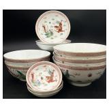 Vintage Hand Painted Dragon & Phoenix Dishes