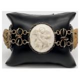 Antique 10K Grand Tour Lava Cameo Bracelet