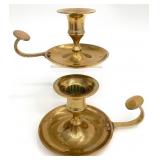 Pair Vintage Brass Chambersticks