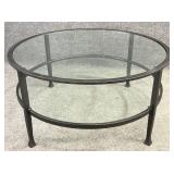 Metal Frame Glass Insert Coffee Table