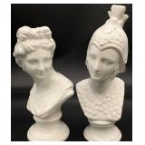 2 Italian Ceramic Greek Mythology Bust Statues