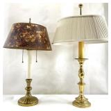 2 Vintage Brass Double Light Candlestick Lamps