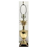 Brass Pineapple Lamp w/ Paw Feet on Wood Base