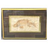 Large Asian Fish Rubbing Framed Wall Art