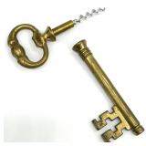 Brass Skeleton Key Corkscrew Wine Bottle Opener