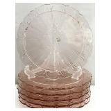6 Vintage Pink Glass Cake Plates
