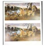2pc Gary Swanson S/N African Wildlife Art Prints