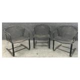 3 Wrought Iron Spring Base Chairs