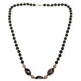 Black & Copper/Gold Venetian Art Glass Necklace