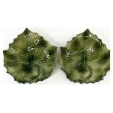 2 Williams Sonoma Green Leaf Plates