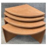 Four Leather Wrapped Corner Nesting Tables