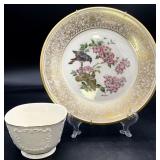 2pc Lenox Boehm Bird Plate & Canterbury Bowl