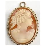 14K Gold Cameo Pendant Brooch