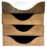 4 Vintage Dovetail Seam Wooden Desk Trays
