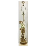 L F Moreau Style Boy Fishing Figural Metal Lamp