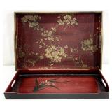 2pc Japanese / Japanese Style Wood Trays