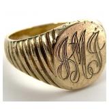 10K Gold Monogrammed Ring, Sz 6.5