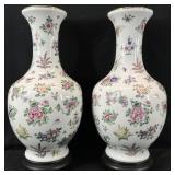 2 Hand Painted Chinoiserie Porcelain Vases