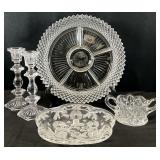 Vintage Glass Dishes & Crystal Candlesticks