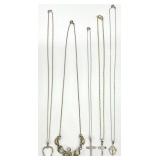 5 Silver Tone Necklaces
