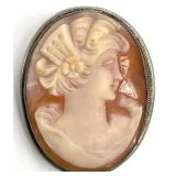 800 Silver Cameo Brooch Pendant