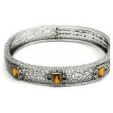 Art Deco Rhodium Plated Filigree Bracelet
