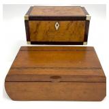 2 Antique / Vtg Wood Dresser Boxes