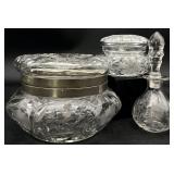 3 Antique Cut Crystal Vanity Jars