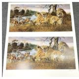 2pc Gary Swanson S/N African Wildlife Art Prints