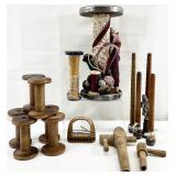 Vintage Wooden Bobbins, Sewing Spools & More