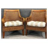 Pair Rattan Arm Chairs