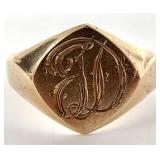 14K Gold Monogrammed Signet Ring